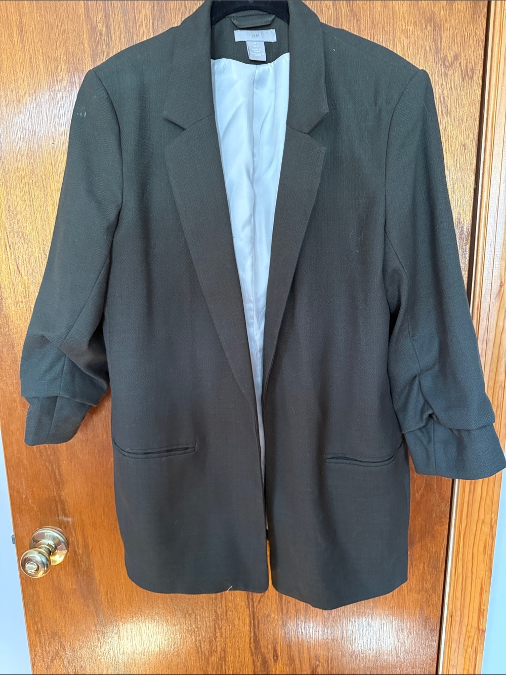 H&M Green Women's Blazer with Rolled Sleeves